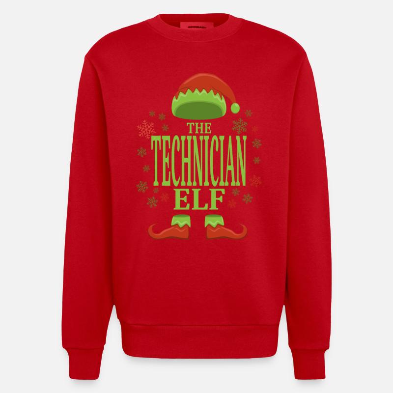 Technicien Elfe de Noël - Sweat bio épais oversize fabriqué en UE - rouge