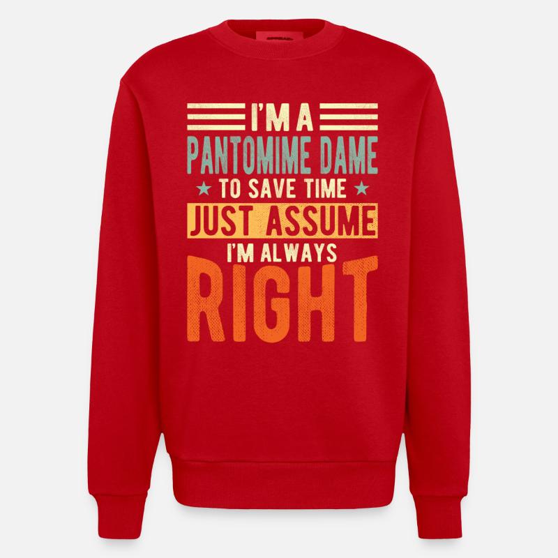 Pantomime Dame - Heavyweight Oversized Organic Crew Neck Made in EU - Rot