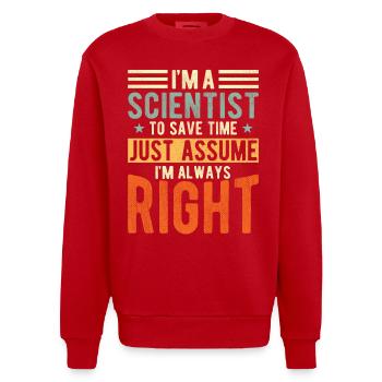 Scientifique - Sweat bio épais oversize fabriqué en UE - rouge - Devant - AI Model Female 172 light (172cm) & AI Model Male 178 light (178cm)