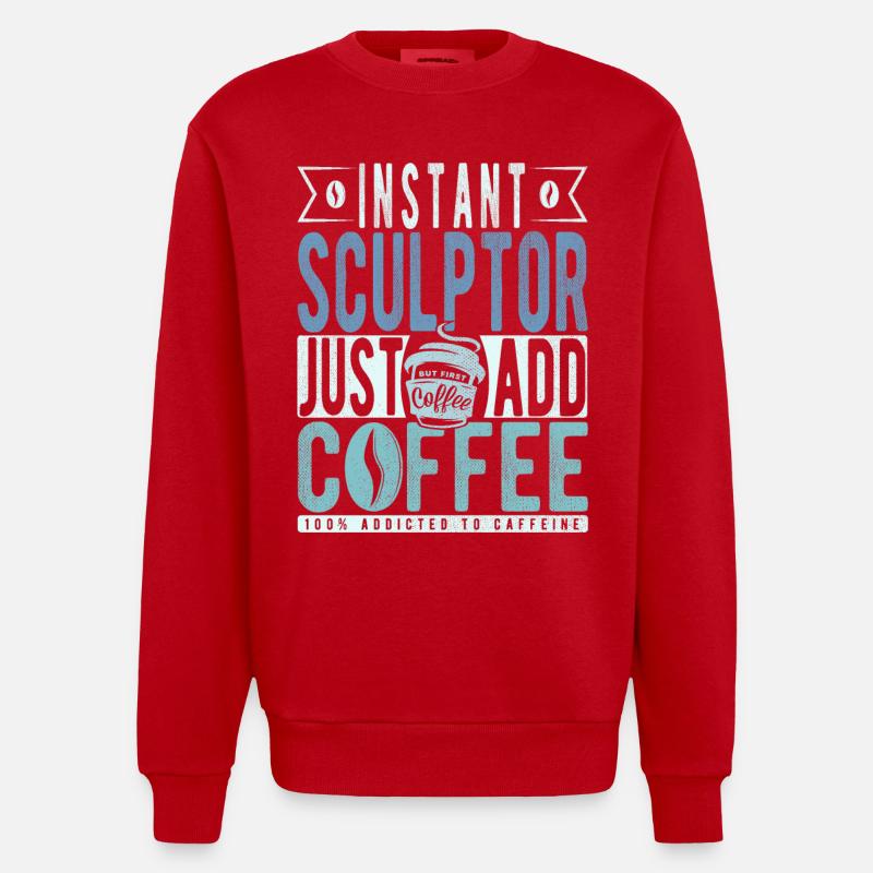 Sculptor coffee saying - Heavyweight Oversized Organic Crew Neck Made in EU - red