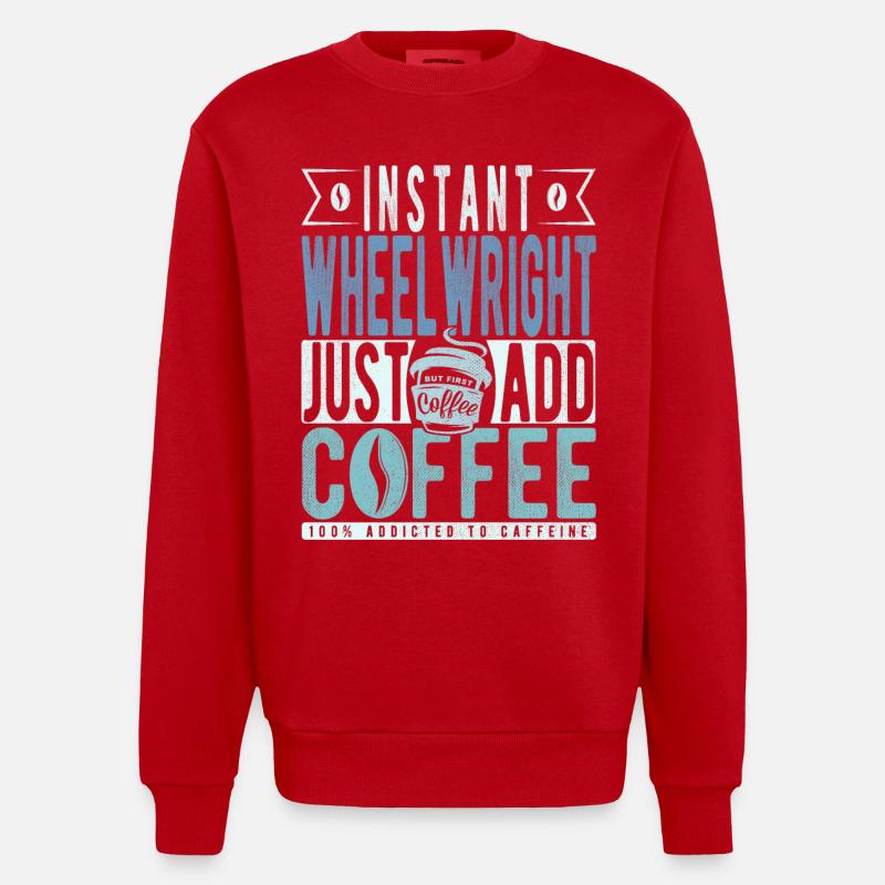 Wheelwright coffee saying - Heavyweight Oversized Organic Crew Neck Made in EU - red