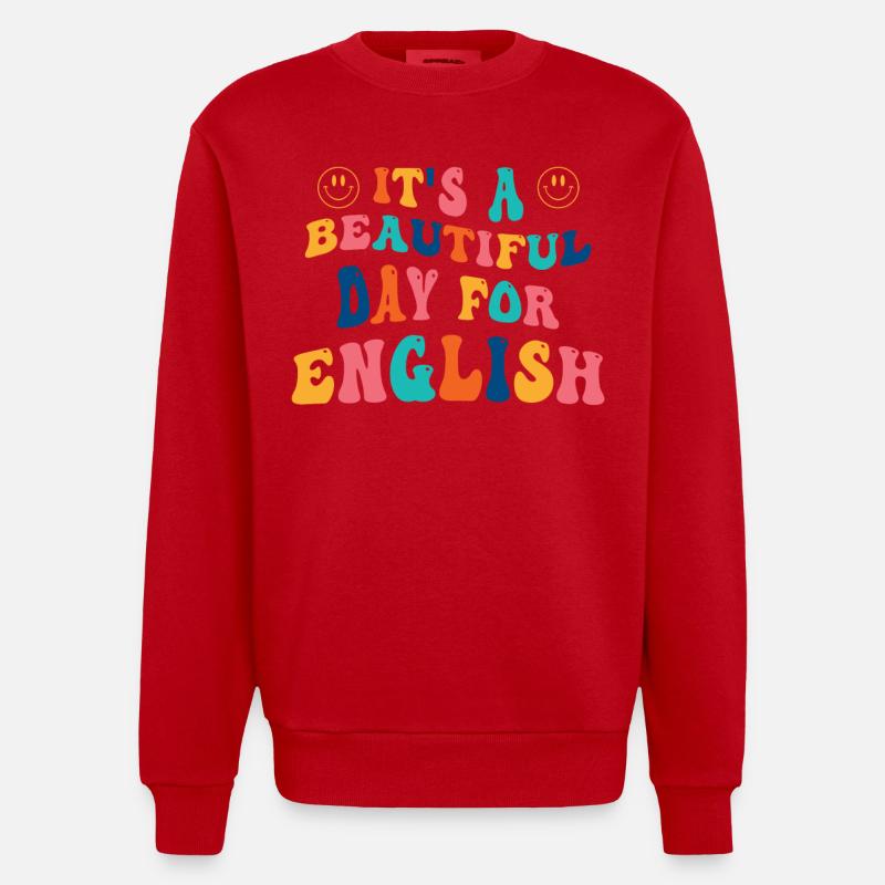 Englisch Studiengang Englischlehrerin - Heavyweight Oversized Organic Crew Neck Made in EU - Rot