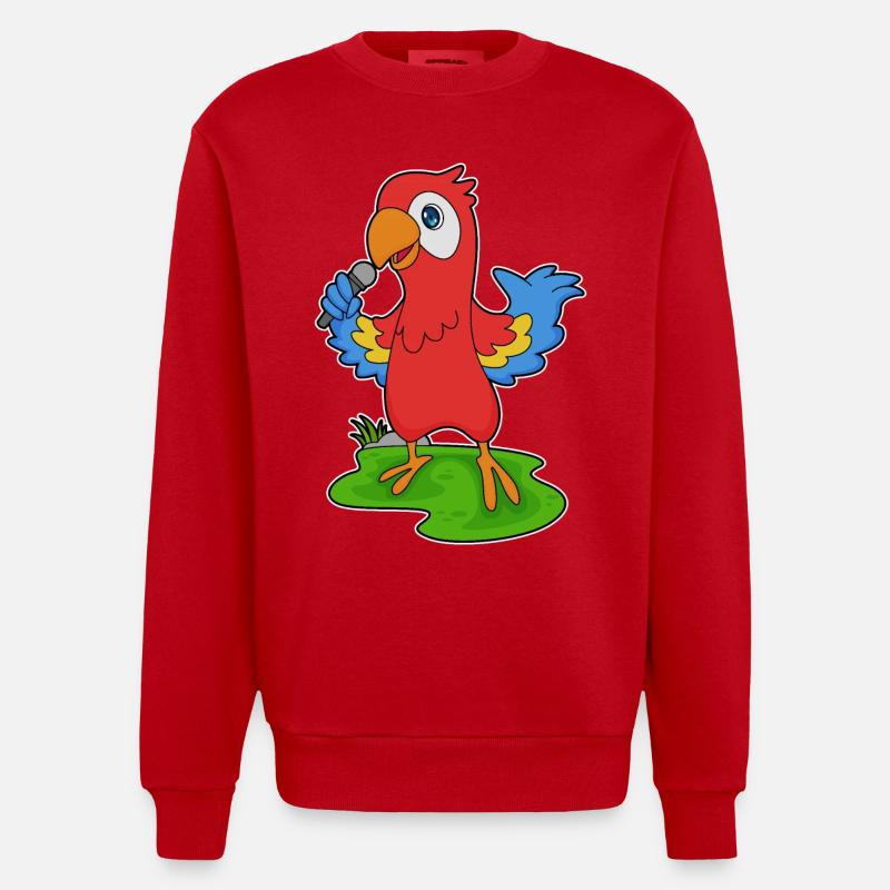 Parrot Singer Microphone Musique - Sweat bio épais oversize fabriqué en UE - rouge