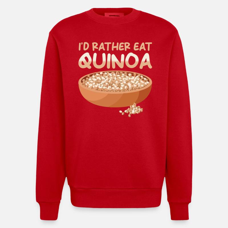 Quinoa Saying - Heavyweight Oversized Organic Crew Neck Made in EU - red