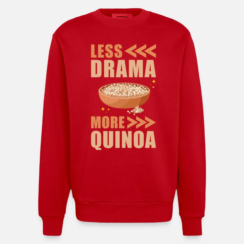 Quinoa Saying - Heavyweight Oversized Organic Crew Neck Made in EU - red