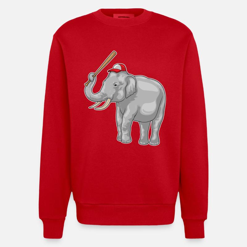 Elefant Baseballschläger Baseball - Heavyweight Oversized Organic Crew Neck Made in EU - Rot