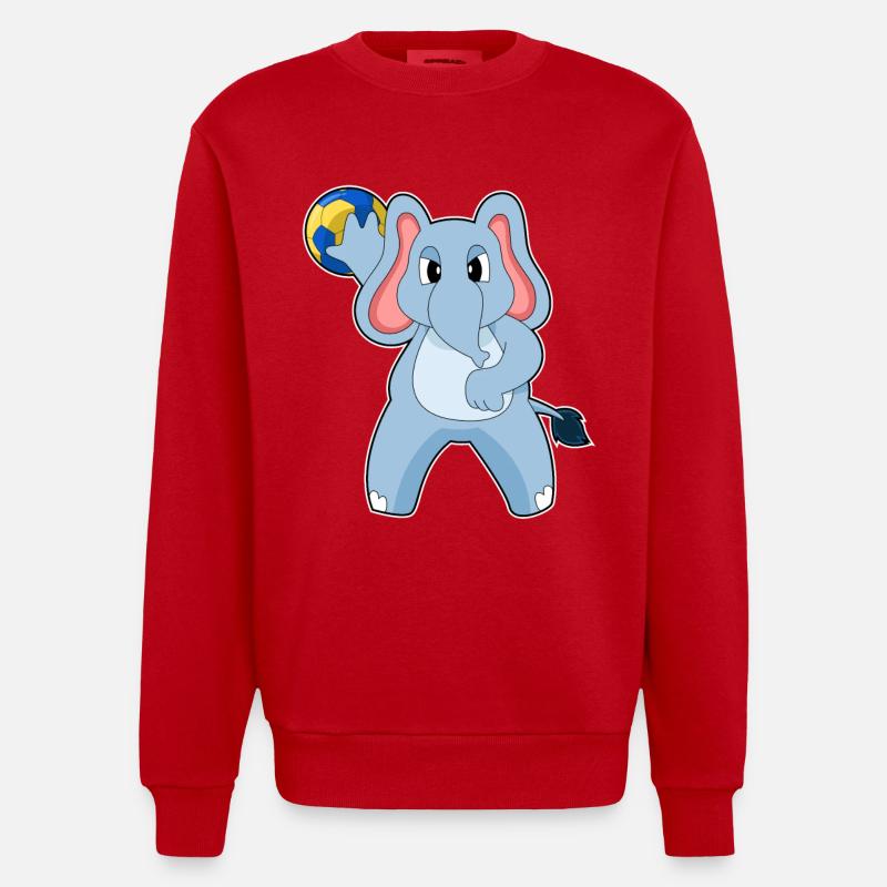 Eléphant Handballeur Handball - Sweat bio épais oversize fabriqué en UE - rouge