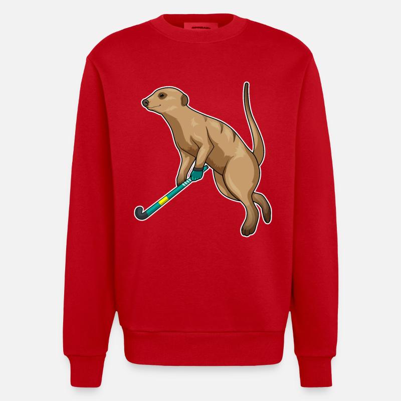 Erdmännchen Hockey Hockeyschläger - Heavyweight Oversized Organic Crew Neck Made in EU - Rot
