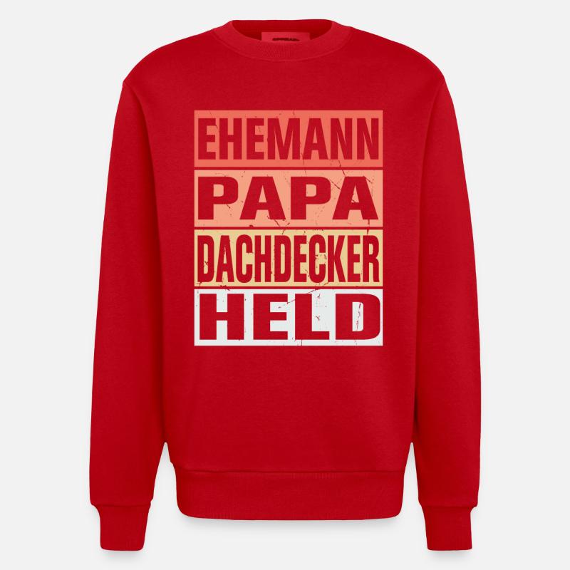 Dachdecker Vater Ehemann Held - Heavyweight Oversized Organic Crew Neck Made in EU - Rot