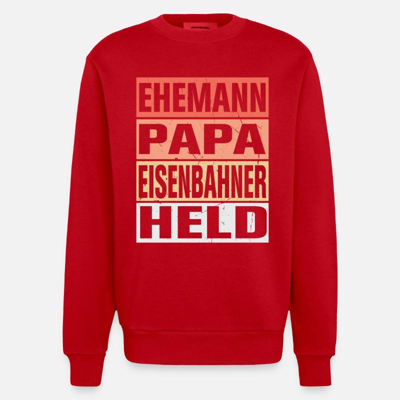 Eisenbahner Vater Ehemann Held - Heavyweight Oversized Organic Crew Neck Made in EU - Rot