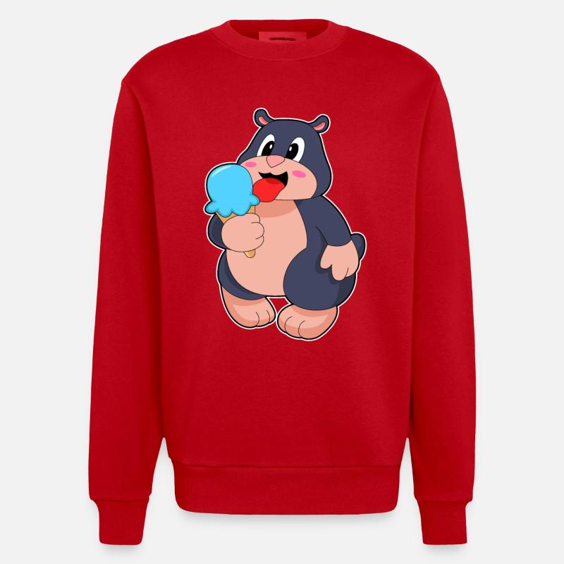 Crème glacée Mole Waffle - Sweat bio épais oversize fabriqué en UE - rouge