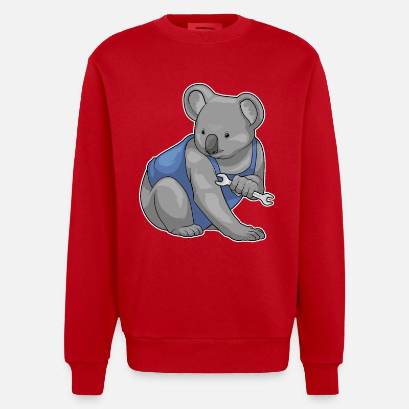 Koala Mechanic Tool - Heavyweight Oversized Organic Crew Neck Made in EU - red