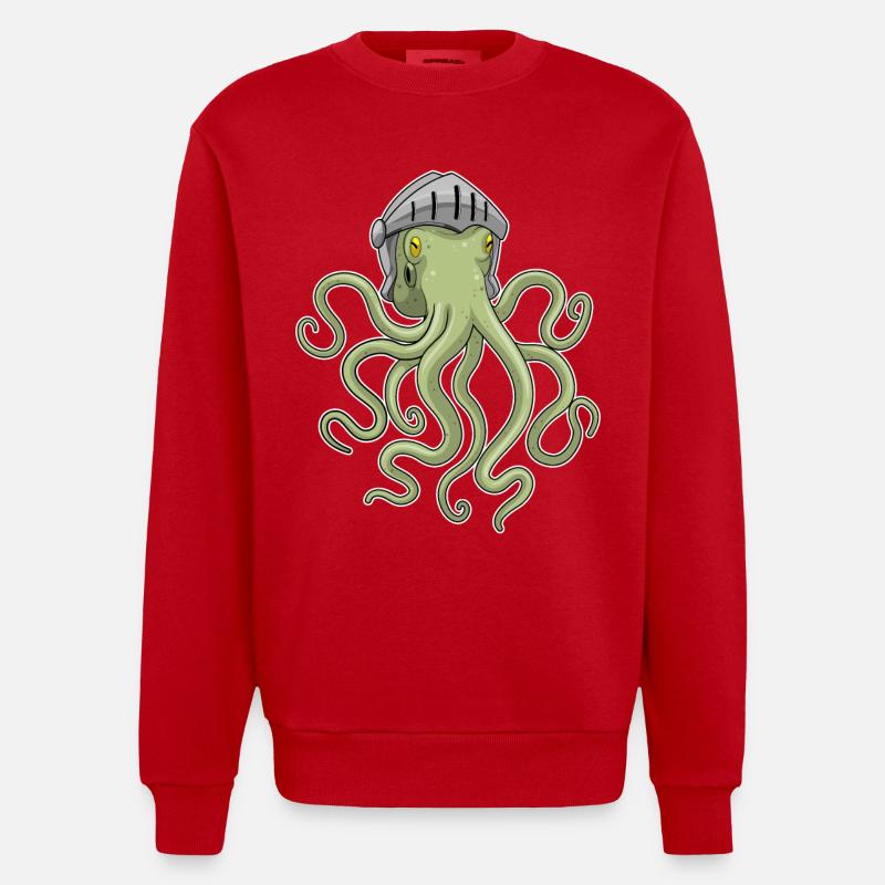 Casque de chevalier pieuvre - Sweat bio épais oversize fabriqué en UE - rouge