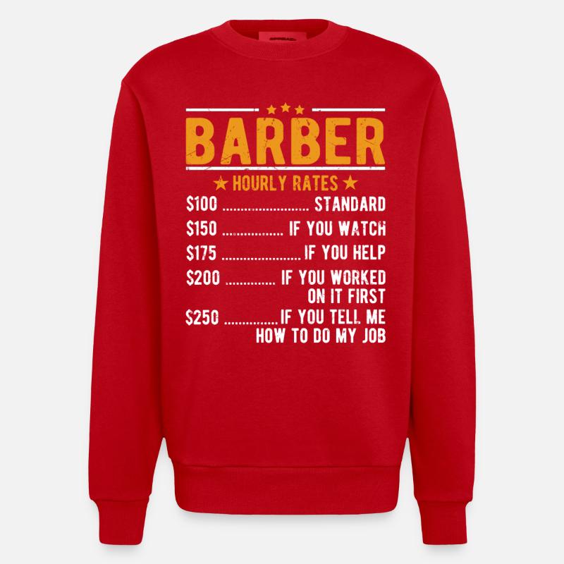 Barber hourly wage - Heavyweight Oversized Organic Crew Neck Made in EU - red