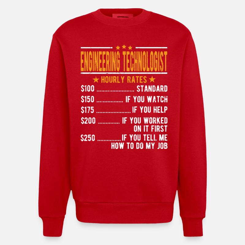 Technology technologist Hourly wage - Heavyweight Oversized Organic Crew Neck Made in EU - red