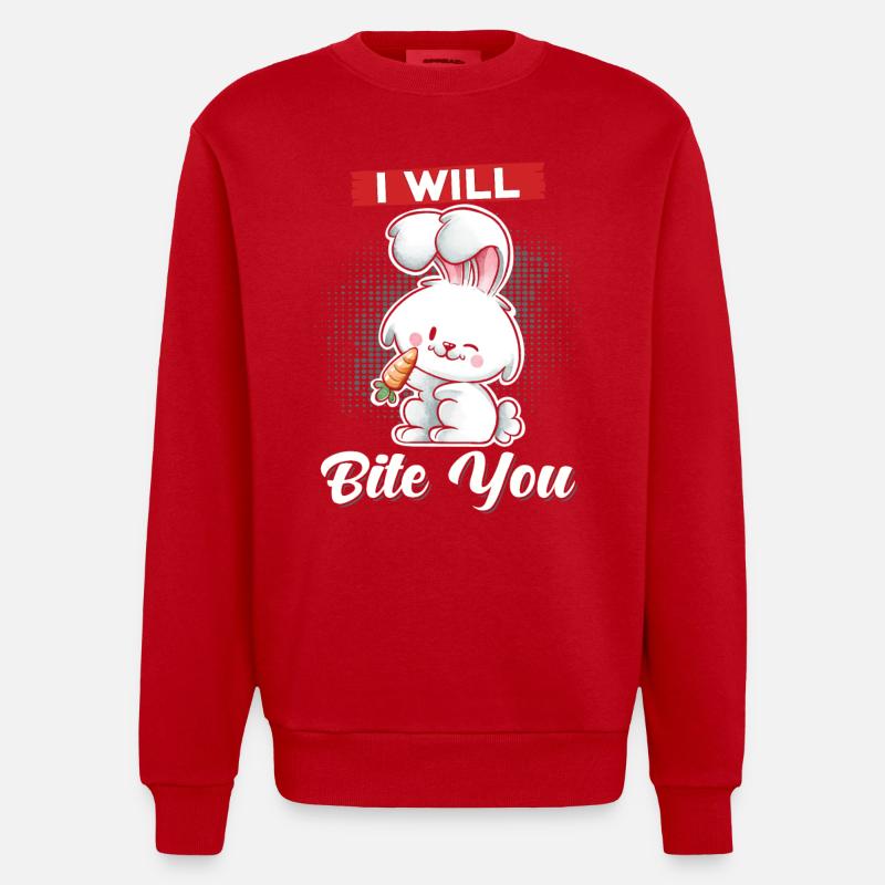Rabbit Ich will dich beißen - Heavyweight Oversized Organic Crew Neck Made in EU - Rot