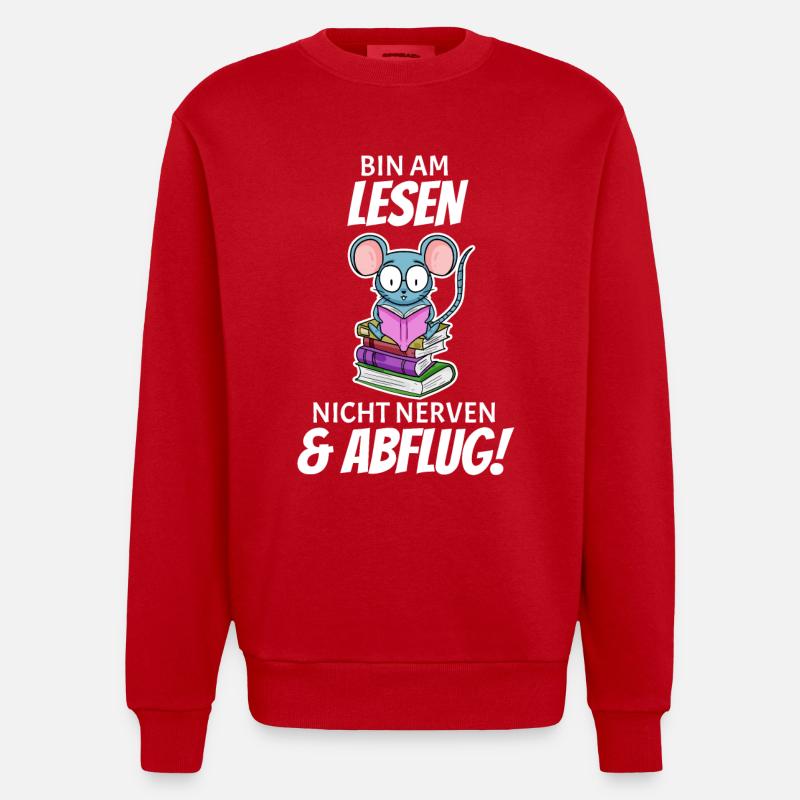 Lesen Buch Bücher Leser Geschenk - Heavyweight Oversized Organic Crew Neck Made in EU - Rot
