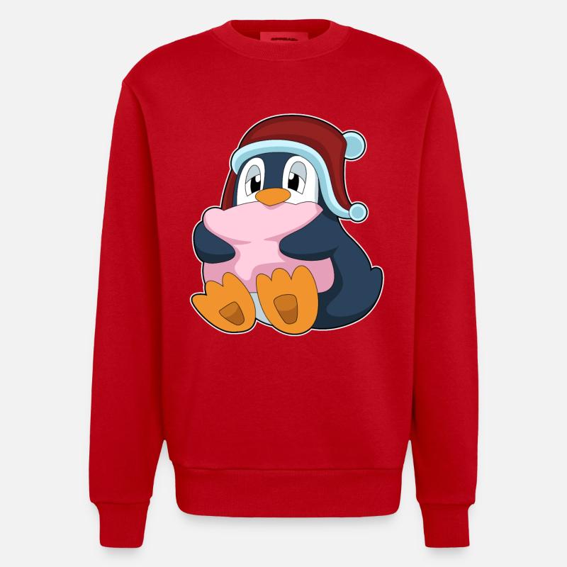 Oreiller de couchage pingouin - Sweat bio épais oversize fabriqué en UE - rouge