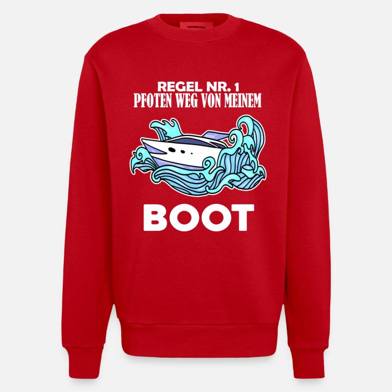 Boote Motorboot - Heavyweight Oversized Organic Crew Neck Made in EU - Rot