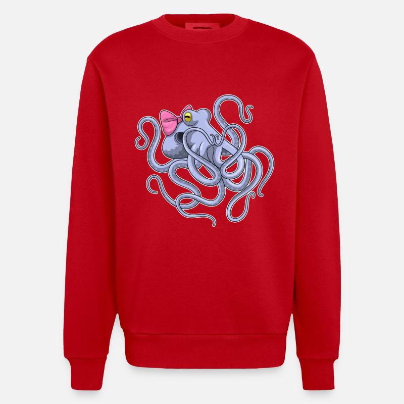 Octopus Loop - Heavyweight Oversized Organic Crew Neck Made in EU - red