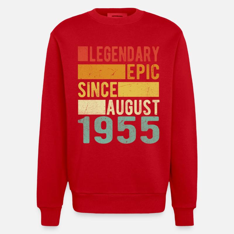 Anniversaire: Août 1955 Épopée légendaire - Sweat bio épais oversize fabriqué en UE - rouge