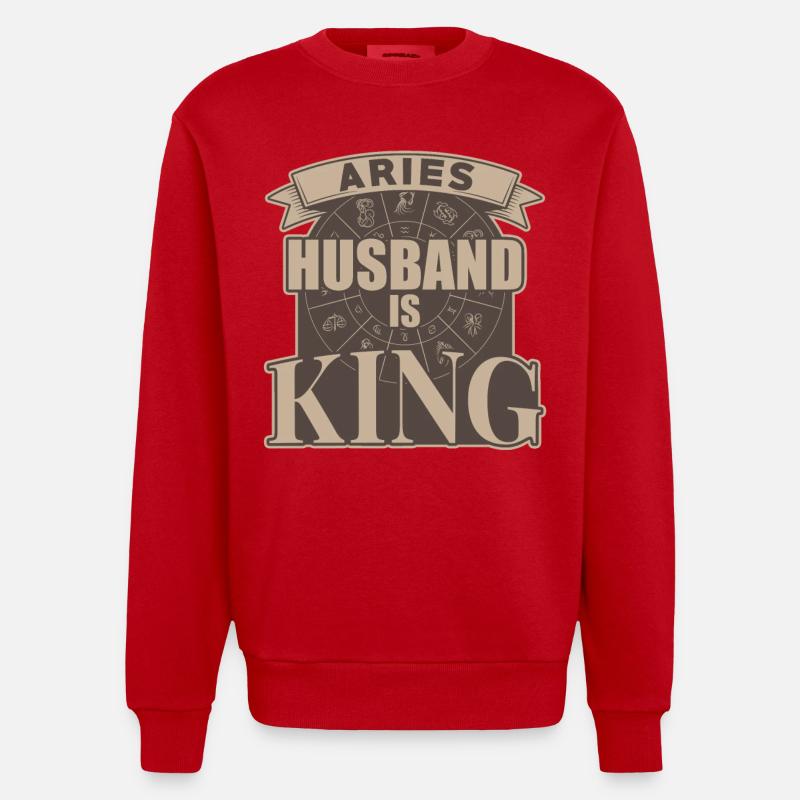 Widder Ehemann Ist König - Heavyweight Oversized Organic Crew Neck Made in EU - Rot