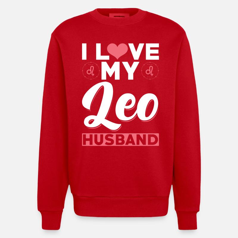 J’aime mon mari Lion - Sweat bio épais oversize fabriqué en UE - rouge