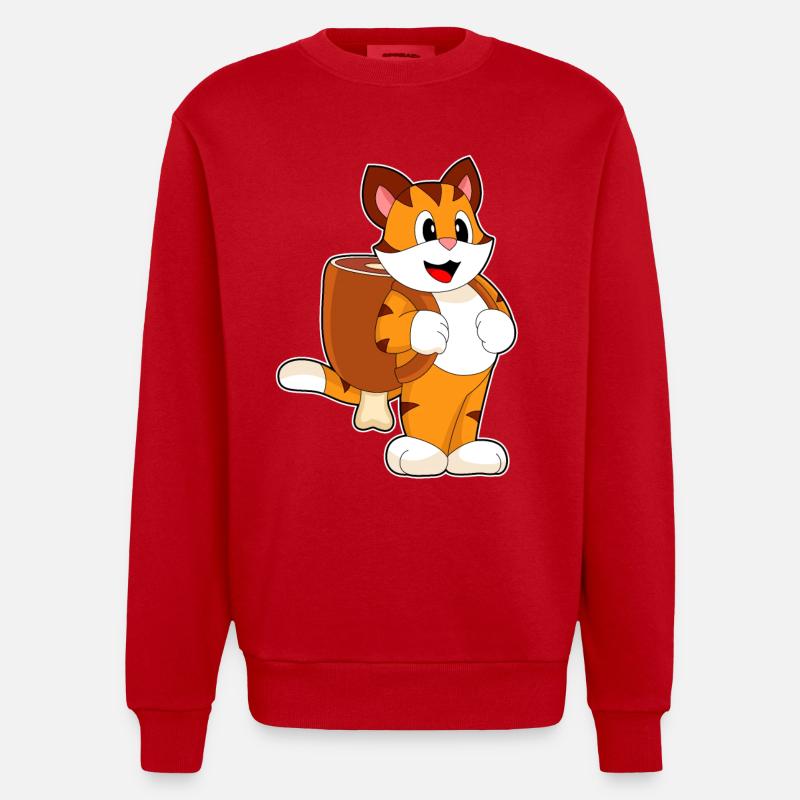 Tiger Meat Backpack - Heavyweight Oversized Organic Crew Neck Made in EU - red