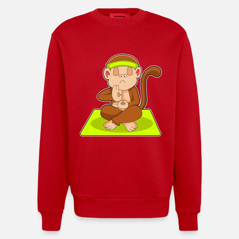 Monkey Yoga Gymnastics - Heavyweight Oversized Organic Crew Neck Made in EU - red