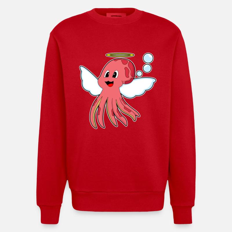 Ailes d’ange de pieuvre - Sweat bio épais oversize fabriqué en UE - rouge