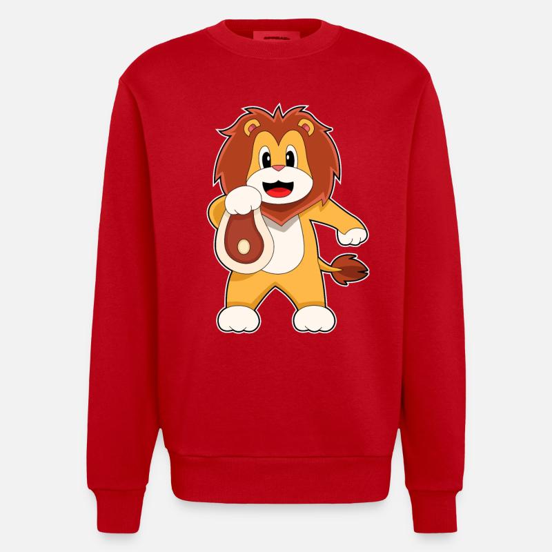 Löwe Fleisch - Heavyweight Oversized Organic Crew Neck Made in EU - Rot