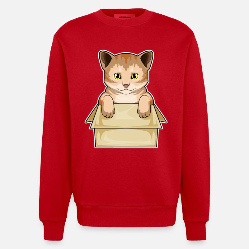 Cat Box - Sweat bio épais oversize fabriqué en UE - rouge
