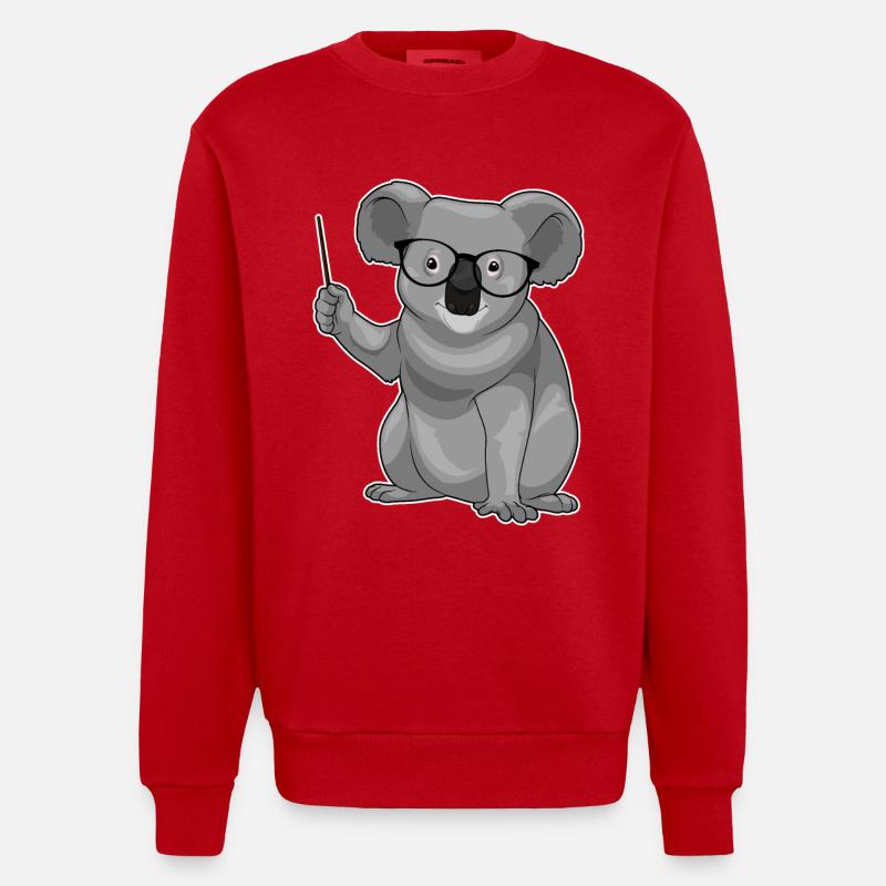 Koala Teacher Pointer - Sweat bio épais oversize fabriqué en UE - rouge