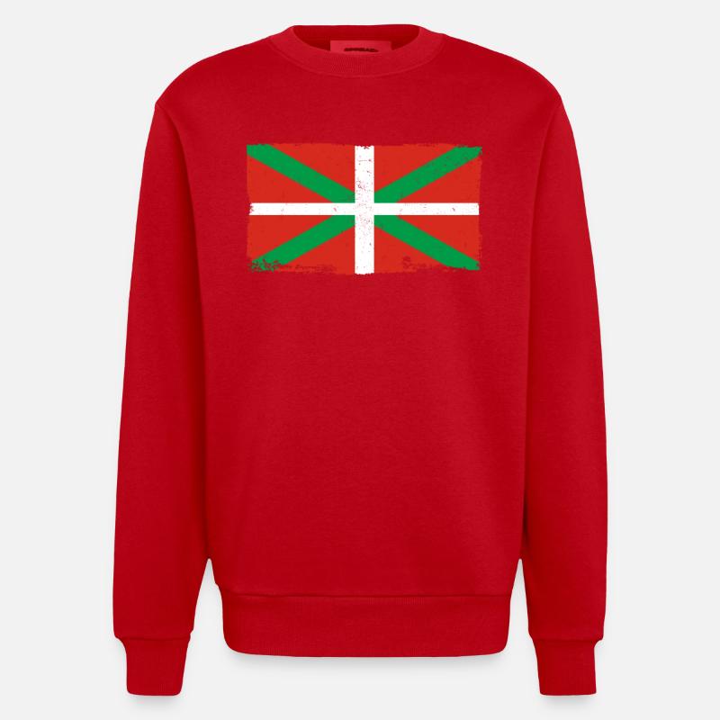 Pays Basque Drapeau Basque - Sweat bio épais oversize fabriqué en UE - rouge