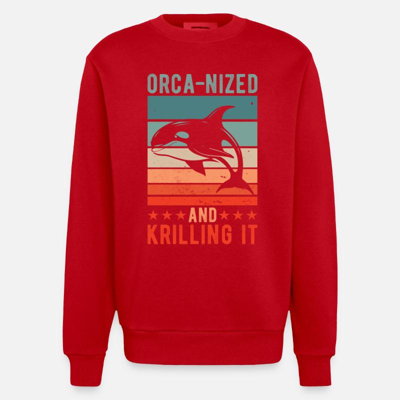 Orca-nized And Krilling It - Heavyweight Oversized Organic Crew Neck Made in EU - Rot