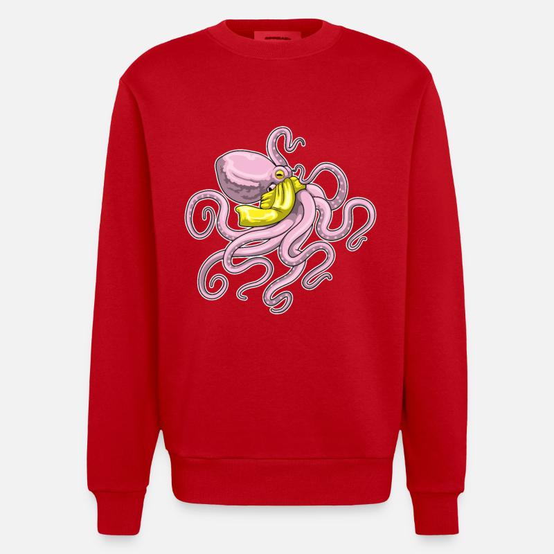 Echarpe de pieuvre - Sweat bio épais oversize fabriqué en UE - rouge