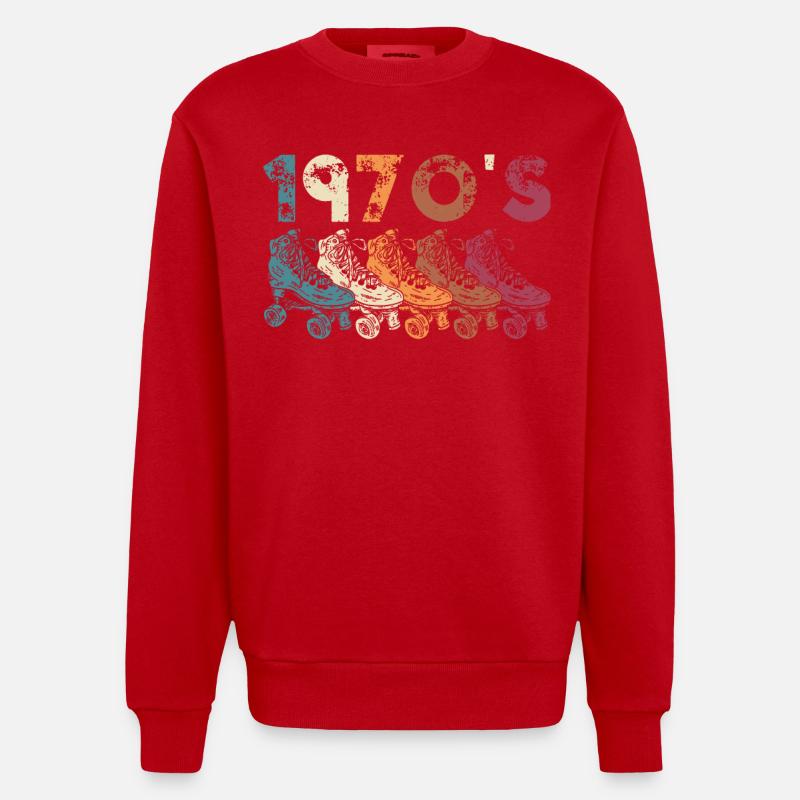 70s Rollerskate Rollerskating - Heavyweight Oversized Organic Crew Neck Made in EU - red