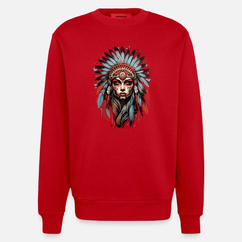 Amérindiens - Sweat bio épais oversize fabriqué en UE - rouge