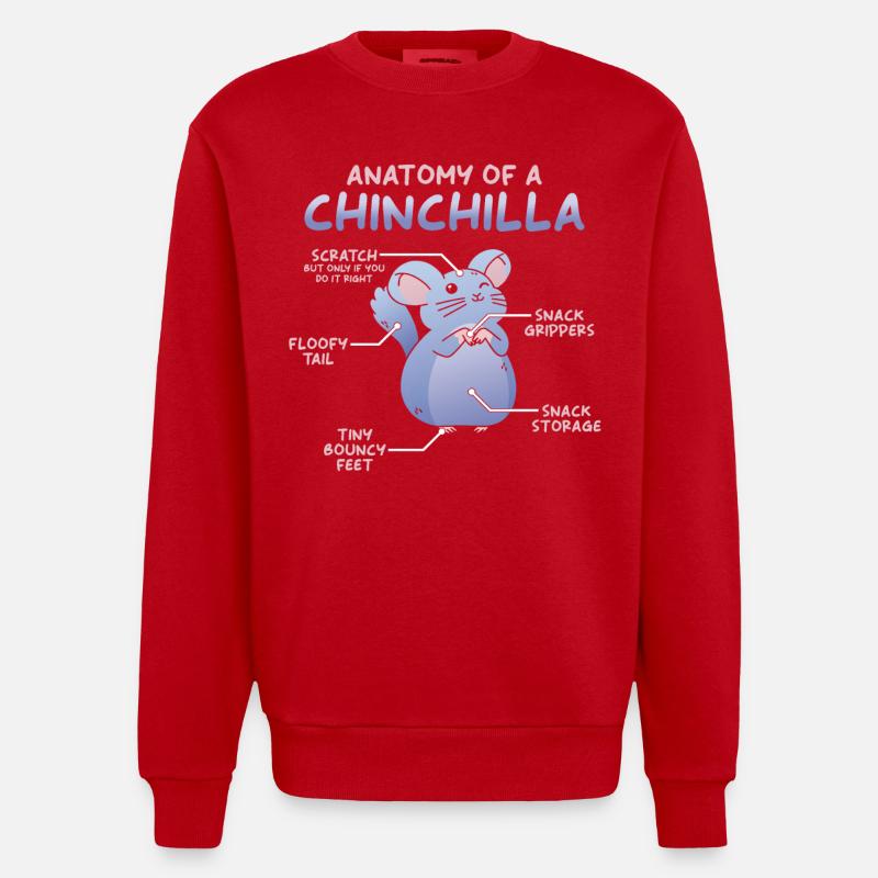 Anatomie du chinchilla - Sweat bio épais oversize fabriqué en UE - rouge