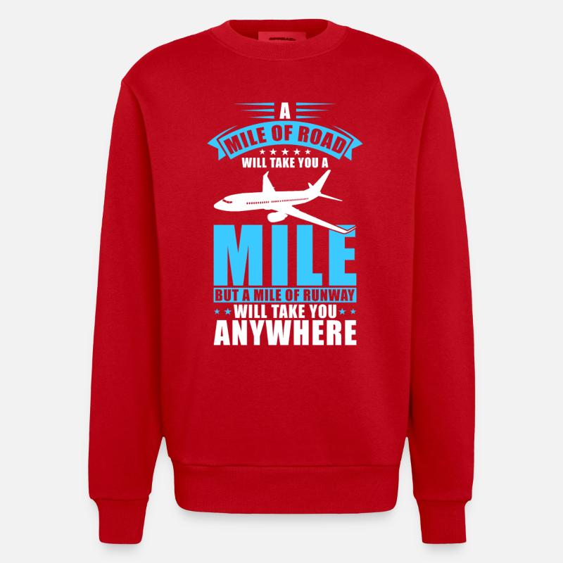 Pilot Flugzeug Geschenk - Heavyweight Oversized Organic Crew Neck Made in EU - Rot