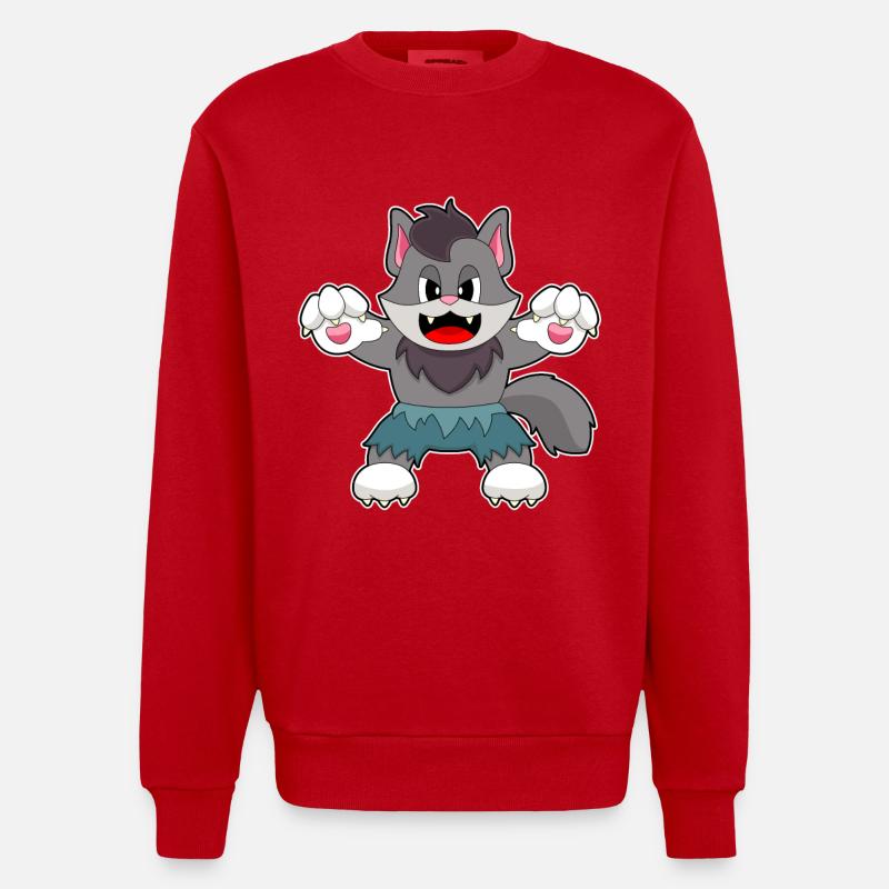Chat Halloween - Sweat bio épais oversize fabriqué en UE - rouge