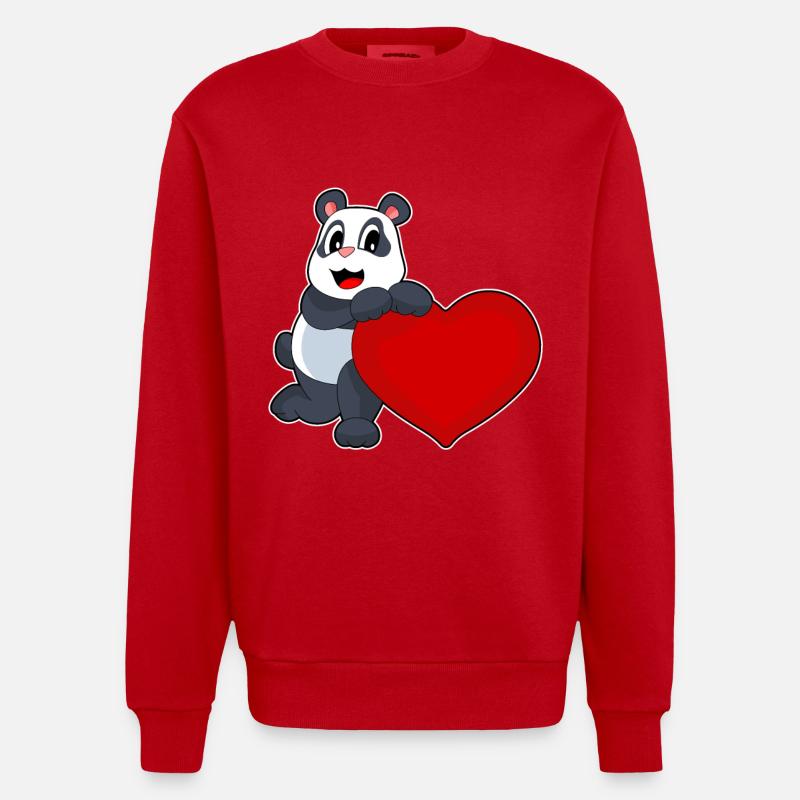 Cœur de panda - Sweat bio épais oversize fabriqué en UE - rouge