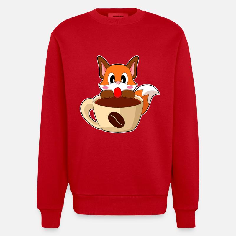 Fuchs Kaffee Tasse - Heavyweight Oversized Organic Crew Neck Made in EU - Rot