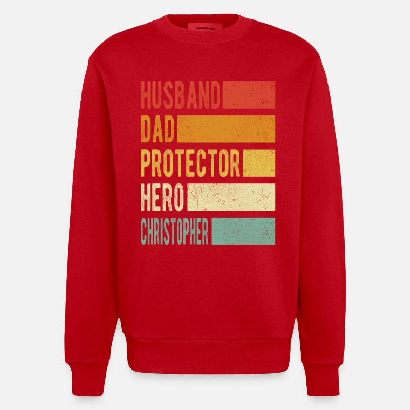 Christopher nom papa cadeau - Sweat bio épais oversize fabriqué en UE - rouge