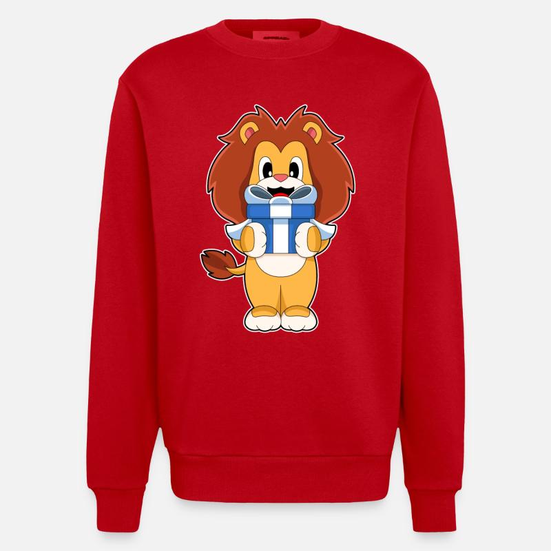 Forfait Noël Lion - Sweat bio épais oversize fabriqué en UE - rouge
