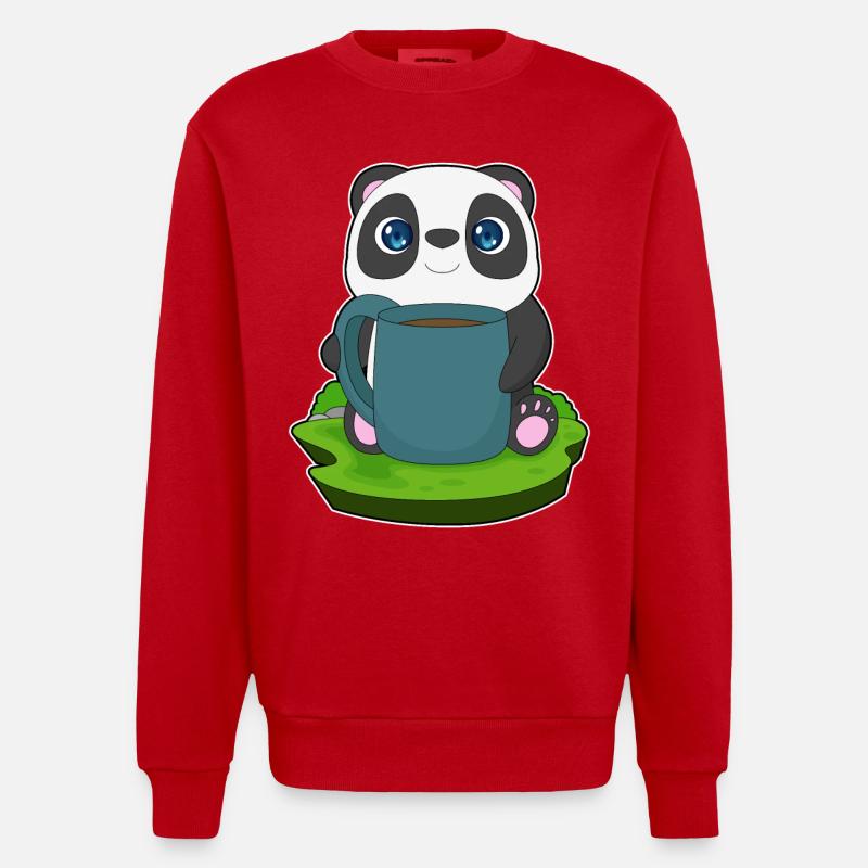 Panda Kaffee Becher - Heavyweight Oversized Organic Crew Neck Made in EU - Rot
