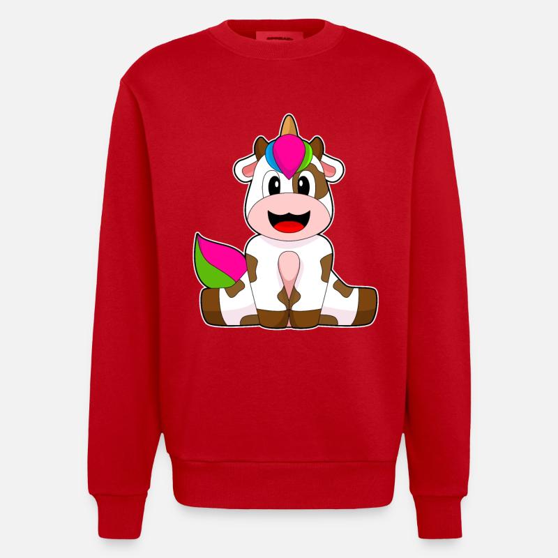 Kuh Einhorn - Heavyweight Oversized Organic Crew Neck Made in EU - Rot