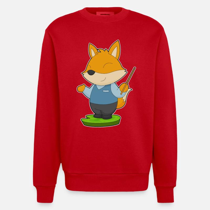 Fuchs Lehrer Pointer - Heavyweight Oversized Organic Crew Neck Made in EU - Rot