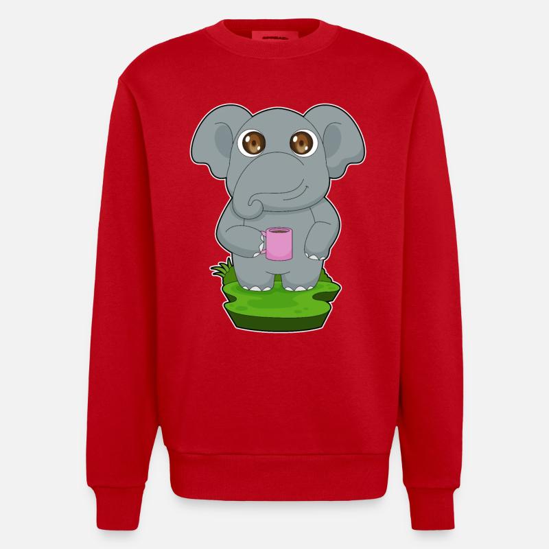 Elefant Kaffee Becher - Heavyweight Oversized Organic Crew Neck Made in EU - Rot