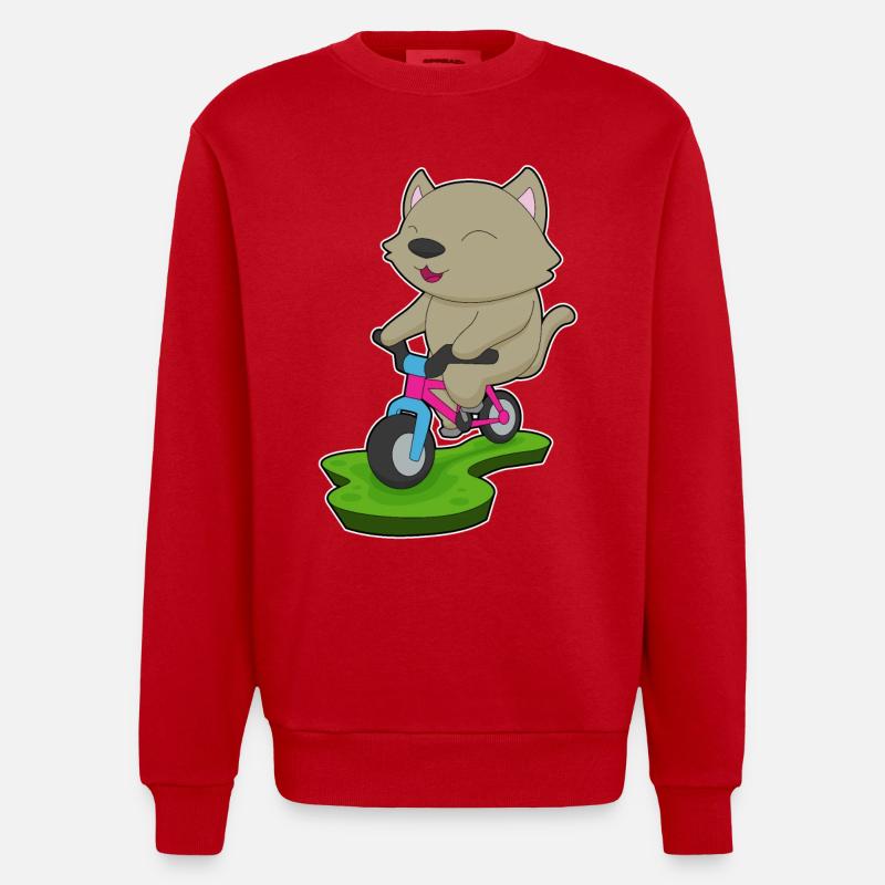 Vélo de chat - Sweat bio épais oversize fabriqué en UE - rouge
